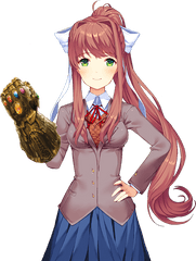 If You Had All The Infinity Stones Like Thanos How Would - Doki Doki Literature Club Monika Sprites Png