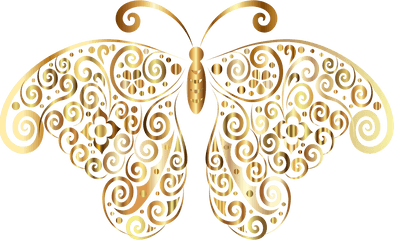 Floral Flourish Butterfly Silhouette 4 No Background - Portable Network Graphics Png