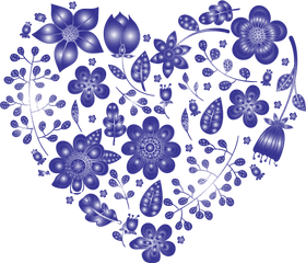 Floral Clipart Blue Transparent Free For - Flowers Heart Background Png