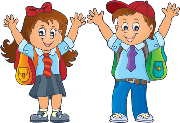 Kid To School Clipart - Drawing Of School Kids Png