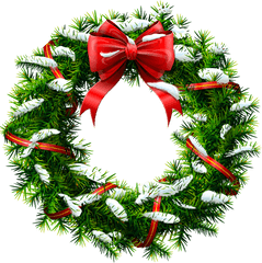 Christmas Wreath With Snow Png Clip Art - Christmas Wreath Png