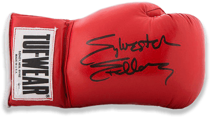 Sylvester Stallone Rocky Balboa Signed Red Turf - Wear Boxing Glove Tuf Wear Png