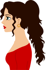 Clipart Woman Ponytail Transparent - Cartoon Girl With Brown Hair Png