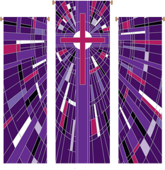 Modern Cross Purple 3 Piece Banner Set - Lent Banners Png