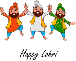 Lohri Cartoon Celebrating Playing With Kids For Happy Holiday - Free PNG