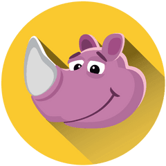 Rhino Cartoon Circle Icon - Funny Cartoon Rhino Png