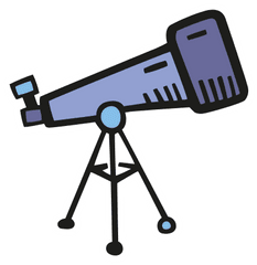 Icon Of Space Hand Drawn Color Sticker - Telescope Icon Png