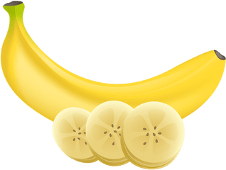 Banana And Slices Transparent Png Clip Art Image Frutas - Transparent Background Banana Png