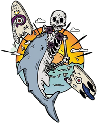 Ocean Surf Shark Bones Dead - Cartoon Clipart Full Dead Shark Clipart Png