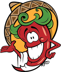 Printed Vinyl Mexican Red Hot Chili Pepper With Sombrero - Happy Png