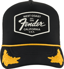 Fender Black Otto Trucker Hat West Coast Patch U0026 Scrambled Eggs One Size - Fender Scrambled Eggs Hat Png