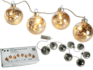 Silver Coloured Glass Baubles - Light Png