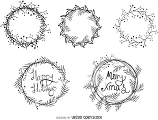 Christmas Wreath Drawing Illustration - Simple Christmas Wreath Drawing Png