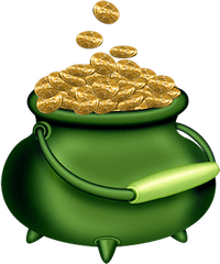 St Patricks Day Green Pot Of Gold - Pot Of Gold Png