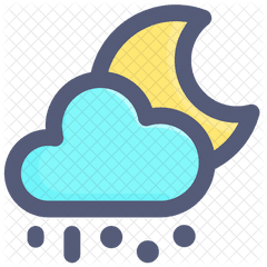 Night Snow Fall Icon Of Colored Outline - Snow Png