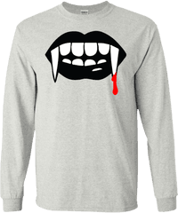 Black Vampire Fangs Halloween Ls T - Shirt U2013 Tee Support Png