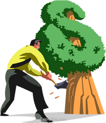 Download Hd Businessman Chopping Down - Money Tree Png