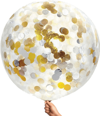 Gold And White Confetti Jumbo Balloon Just Party Supplies Nz - Ballong Med Konfetti Png