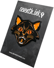 Orange Halloween Cat Enamel Pin - Book Cover Png