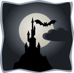 Spooky Castle In Full Moon - Spooky Clipart Png