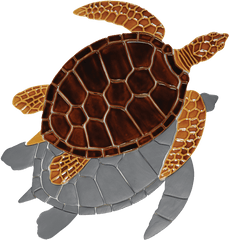 Gt7b Brown Sea Turtle Copy - Sea Turtle Transparent Large Turtle Mosaic Png