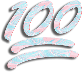 100percent 100 Emoji Blue Pink Sticker - Horizontal Png