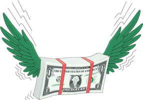 Fly Finance Money Away Dollar Hand-Drawn Vector - Free PNG