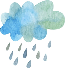 Download Ftestickers Watercolor Cloud Rain Blueandgreen - Cloud Rain Png