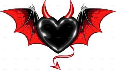 Library Of Black Heart Vector Freeuse Download Transparent - Transparent Heart With Horns Png