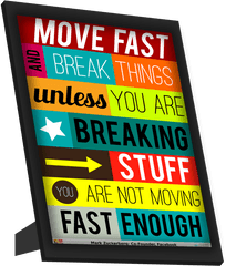 Mark Zuckerberg Move Fast Framed Art - Vertical Png