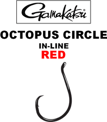 Gamakatsu Hooks - Octopus Inline Circle Red Gamakatsu Hooks Png