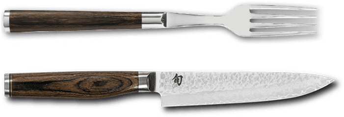 Blade Types - Shun Premier Sets With Fine Wood Packaging Fork And Steak Knife Png