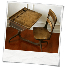 Old School Elementary Desk - 1930s School Desks Png