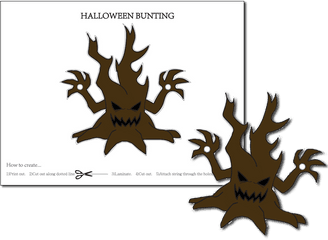 Printable - Halloween Bunting Tree Fellowes Emblem Png