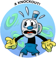 Mugman Cuphead Scared Emoticon Blue - Mugman Scared Png