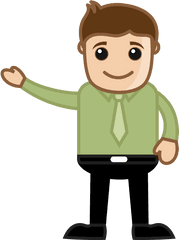 Man Presenting Document Scanning - Cartoon Pointing Png