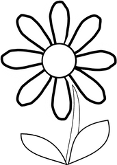 White Sunflower Clipart Black - Black And White Flower Png