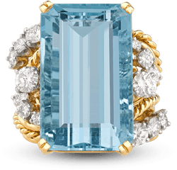 Download Aquamarine And Diamond Ring - Ring Png