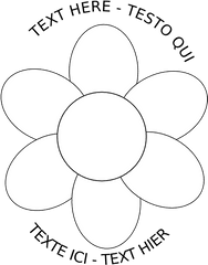 Flower Six Petals Black Outline With Upper And Lower Text - Big Flower With 6 Petals Png