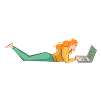 Using Girl Laying Laptop PNG File HD