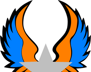 Orange And Blue Star Wings Svg Vector - Red Star With Wings Png