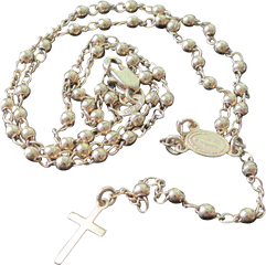 Vintage Gold Tone Rosary With Sacred Heart Medallion - Gold Rosary Beads Transparent Background Png