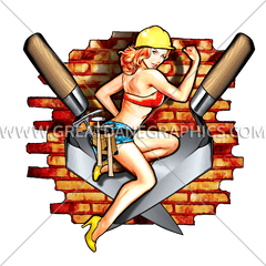 Pinup Girl Bricklayer - Pin Up Girl Art Construction Png