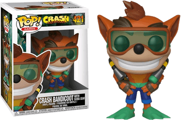 Crash Bandicoot In Scuba Gear Pop - Funko Pop Crash Bandicoot With Scuba Gear Png