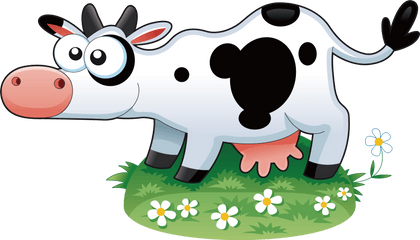 Grass Vector - Cute Cartoon Animals Png Download Original Cartoon Cow Png