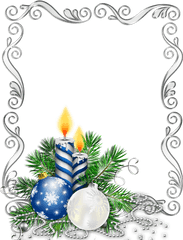 Silver Christmas Candles Png Picture 488103 - Blue Christmas Border Design