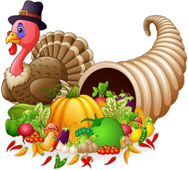 Cornucopia Thanksgiving Horn Of Plenty - Cornucopia Turkey Clip Art Png