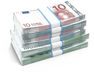 Euro Banknotes Cash Coins - Stack Of Euros Png