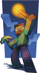 Controls - Minecraft Steve Holding Torch Png