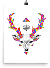 Deer Head D20 Mini Art Print - Emblem Png